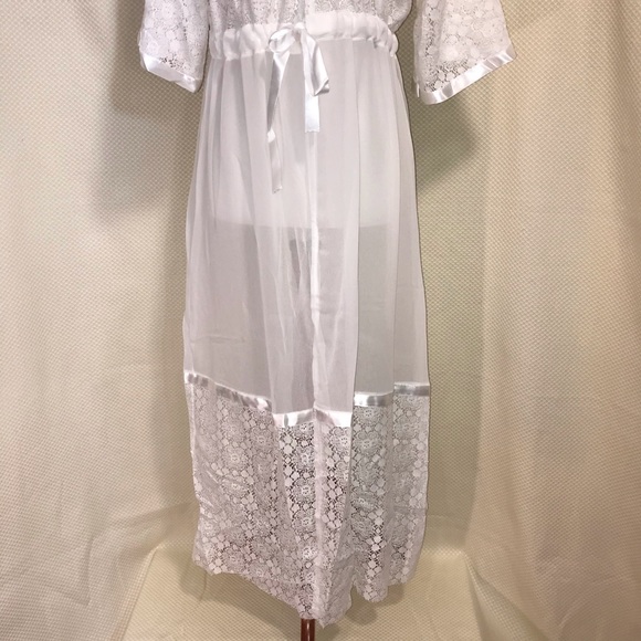 Lace Kimono Beach Cover Up Shawl Robe Duster White - Picture 4 of 5